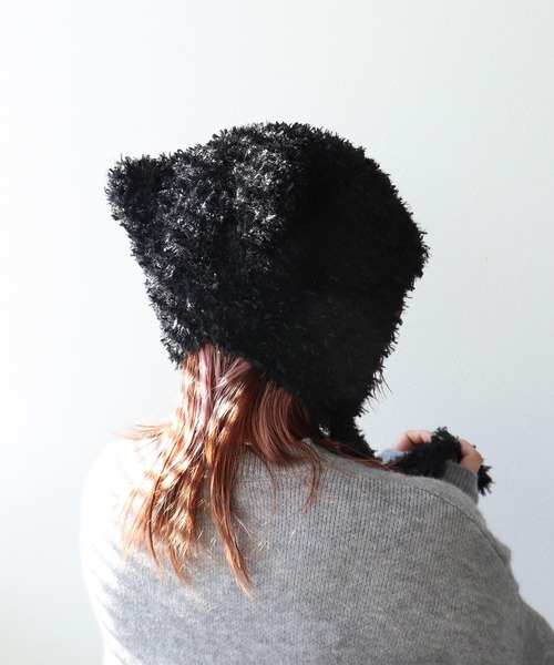 Three Four Time（ｽﾘｰﾌｫｰﾀｲﾑ）の「イヤーニット帽（ニットキャップ/ビーニー・レディース・ベージュ/ブラック・FREE）」の14枚目の写真