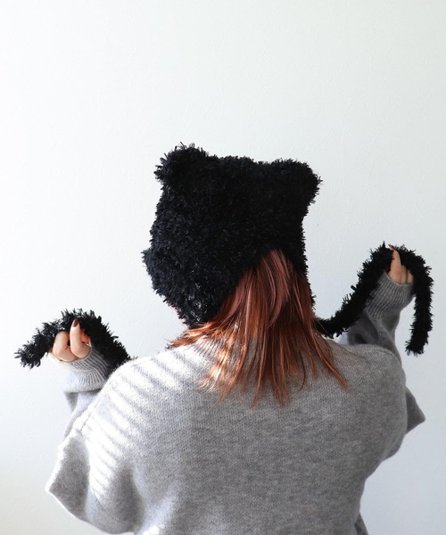 Three Four Time（ｽﾘｰﾌｫｰﾀｲﾑ）の「イヤーニット帽（ニットキャップ/ビーニー・レディース・ベージュ/ブラック・FREE）」の13枚目の写真