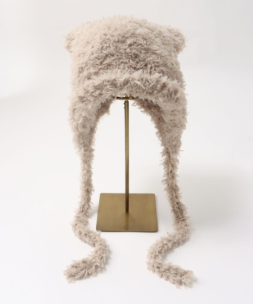 Three Four Time（ｽﾘｰﾌｫｰﾀｲﾑ）の「イヤーニット帽（ニットキャップ/ビーニー・レディース・ベージュ/ブラック・FREE）」の7枚目の写真