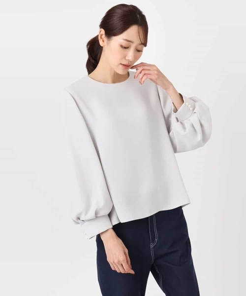 MK MICHEL KLEIN(エムケーミッシェルクラン)の「ボリュームスリーブブラウス/撥水/防シワ/洗える(シャツ/ブラウス・レディース・ネイビー/ライトグレー・38)」の16枚目の写真