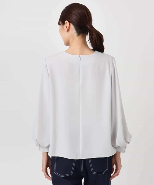 MK MICHEL KLEIN(エムケーミッシェルクラン)の「ボリュームスリーブブラウス/撥水/防シワ/洗える(シャツ/ブラウス・レディース・ネイビー/ライトグレー・38)」の18枚目の写真