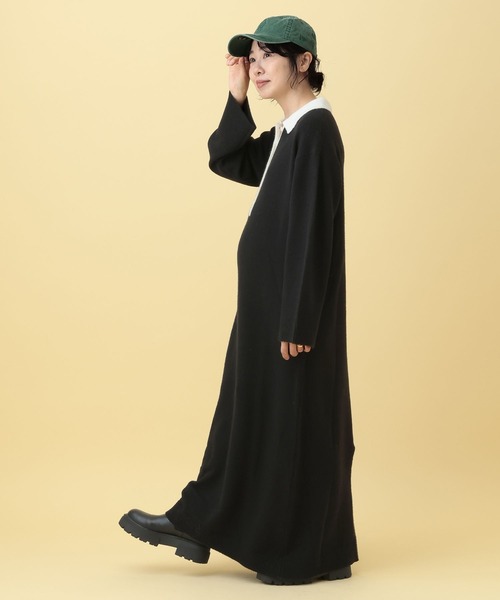 LEPSIM（レプシィム）の「【産前・産後対応】マタニティ／配色ポロニットワンピース　634331（マタニティウェア/グッズ・レディース・ブラック/ブラウン・FREE）」の9枚目の写真