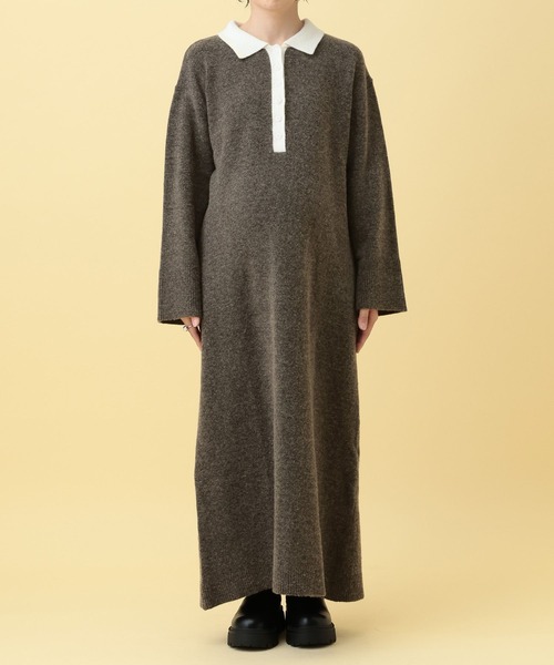LEPSIM（レプシィム）の「【産前・産後対応】マタニティ／配色ポロニットワンピース　634331（マタニティウェア/グッズ・レディース・ブラック/ブラウン・FREE）」の17枚目の写真