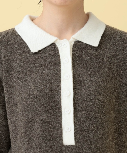 LEPSIM（レプシィム）の「【産前・産後対応】マタニティ／配色ポロニットワンピース　634331（マタニティウェア/グッズ・レディース・ブラック/ブラウン・FREE）」の20枚目の写真