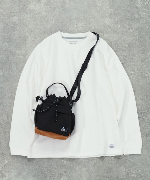 BAYFLOW（ベイフロー）の「【抗菌防臭・UVカット】ワッフルロンＴ（Tシャツ/カットソー・メンズ・グリーン/オフホワイト/ブラック・MEDIUM/LARGE）」の4枚目の写真