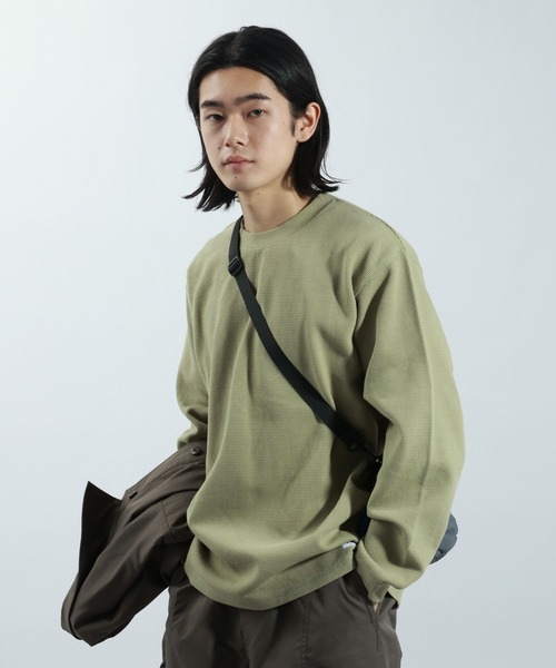 BAYFLOW（ベイフロー）の「【抗菌防臭・UVカット】ワッフルロンＴ（Tシャツ/カットソー・メンズ・グリーン/オフホワイト/ブラック・MEDIUM/LARGE）」の14枚目の写真