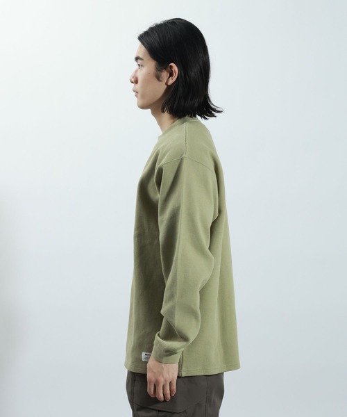 BAYFLOW（ベイフロー）の「【抗菌防臭・UVカット】ワッフルロンＴ（Tシャツ/カットソー・メンズ・グリーン/オフホワイト/ブラック・MEDIUM/LARGE）」の17枚目の写真