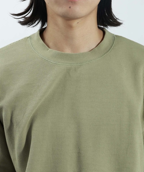 BAYFLOW（ベイフロー）の「【抗菌防臭・UVカット】ワッフルロンＴ（Tシャツ/カットソー・メンズ・グリーン/オフホワイト/ブラック・MEDIUM/LARGE）」の20枚目の写真