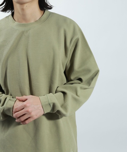 BAYFLOW（ベイフロー）の「【抗菌防臭・UVカット】ワッフルロンＴ（Tシャツ/カットソー・メンズ・グリーン/オフホワイト/ブラック・MEDIUM/LARGE）」の21枚目の写真