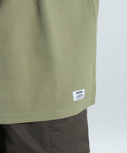 BAYFLOW（ベイフロー）の「【抗菌防臭・UVカット】ワッフルロンＴ（Tシャツ/カットソー・メンズ・グリーン/オフホワイト/ブラック・MEDIUM/LARGE）」の22枚目の写真