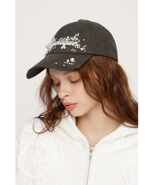 SLY（スライ）の「【2026SS新作】LOGO BIJOU CAP ロゴビジュー キャップ（キャップ・レディース・ライトブラック/カーキ・FREE）」の11枚目の写真