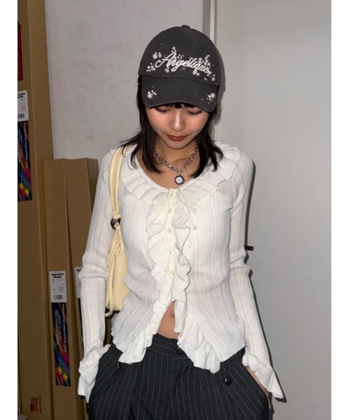 SLY（スライ）の「【2026SS新作】LOGO BIJOU CAP ロゴビジュー キャップ（キャップ・レディース・ライトブラック/カーキ・FREE）」の21枚目の写真