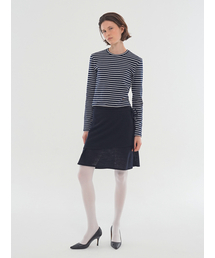 LLL DESIGN STUDIO（lllデザインスタジオ）の「ウールモスクレープレイヤードラップスカート_ネイビー（スカート）」