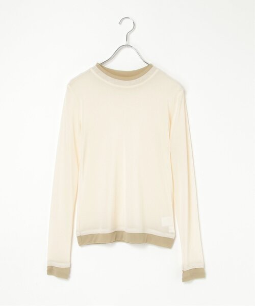 notch.(ノッチ)の「フェイクレイヤードロンT(Tシャツ/カットソー・レディース・オフホワイト/グレー/ブラック・M)」の1枚目の写真