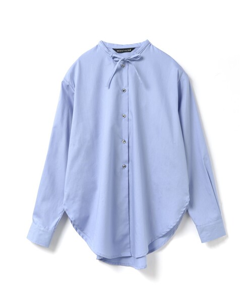 mizuiroind（ミズイロインド）の「mizuiro ind リボンタイロングシャツ（シャツ/ブラウス・レディース・ベージュ/オフホワイト/ライトブルー・FREE）」の3枚目の写真