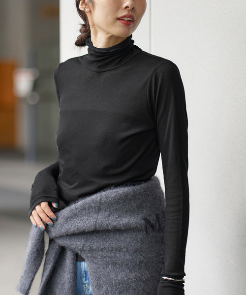 IENA（イエナ）の「《追加3》リヨセルカシミヤタートルネック（Tシャツ/カットソー・レディース・ブラック/ライトグレー/ホワイト/ピンク・FREE）」の11枚目の写真