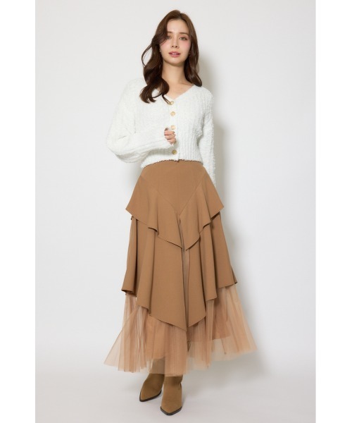 rienda（リエンダ）の「デザインボタンオフショルニットカーディガントップス 春服（カーディガン/ボレロ・レディース・ライトグリーン/ライトブルー/ホワイト・FREE）」の4枚目の写真