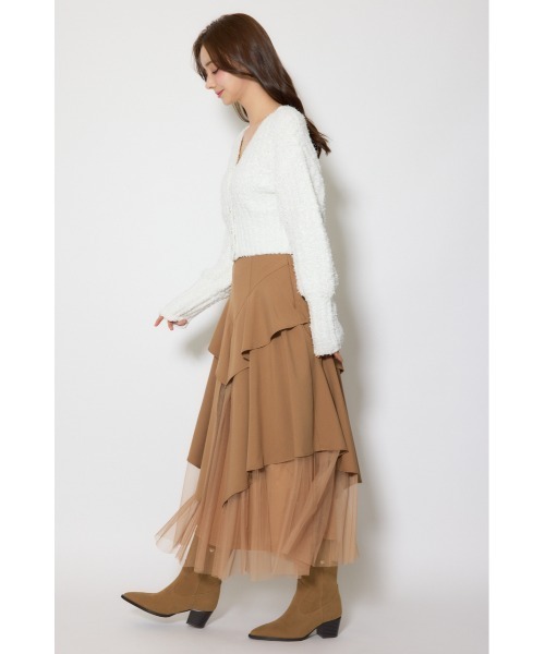 rienda（リエンダ）の「デザインボタンオフショルニットカーディガントップス 春服（カーディガン/ボレロ・レディース・ライトグリーン/ライトブルー/ホワイト・FREE）」の5枚目の写真