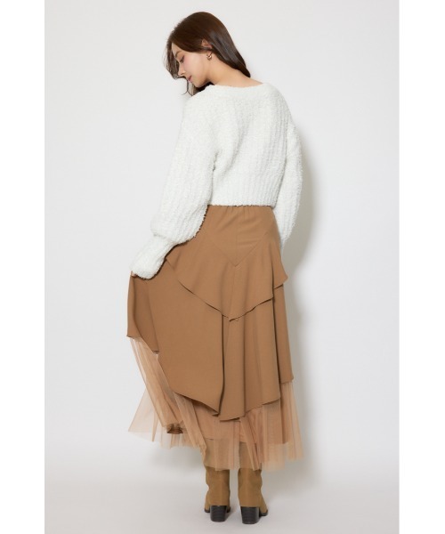 rienda（リエンダ）の「デザインボタンオフショルニットカーディガントップス 春服（カーディガン/ボレロ・レディース・ライトグリーン/ライトブルー/ホワイト・FREE）」の6枚目の写真