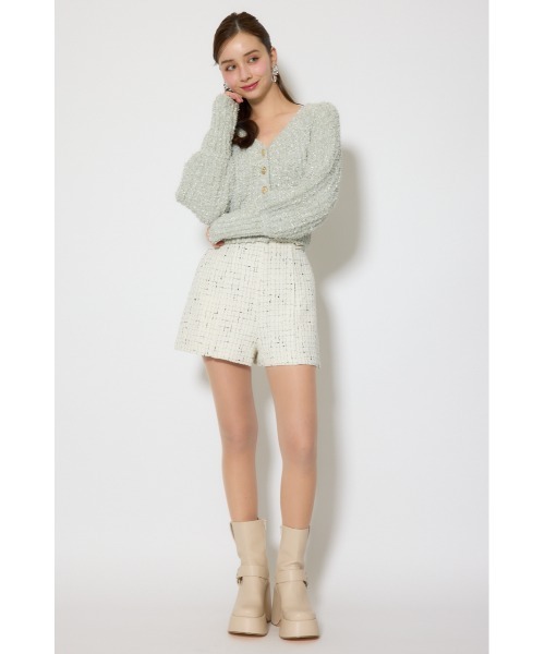 rienda（リエンダ）の「デザインボタンオフショルニットカーディガントップス 春服（カーディガン/ボレロ・レディース・ライトグリーン/ライトブルー/ホワイト・FREE）」の17枚目の写真