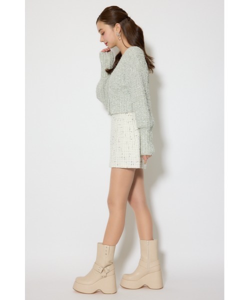 rienda（リエンダ）の「デザインボタンオフショルニットカーディガントップス 春服（カーディガン/ボレロ・レディース・ライトグリーン/ライトブルー/ホワイト・FREE）」の18枚目の写真