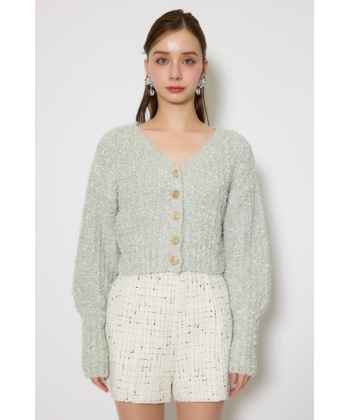 rienda（リエンダ）の「デザインボタンオフショルニットカーディガントップス 春服（カーディガン/ボレロ・レディース・ライトグリーン/ライトブルー/ホワイト・FREE）」の19枚目の写真