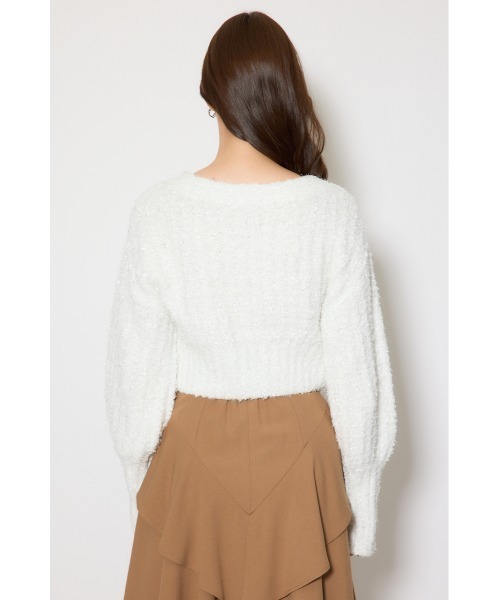 rienda（リエンダ）の「デザインボタンオフショルニットカーディガントップス 春服（カーディガン/ボレロ・レディース・ライトグリーン/ライトブルー/ホワイト・FREE）」の9枚目の写真