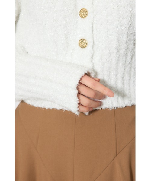 rienda（リエンダ）の「デザインボタンオフショルニットカーディガントップス 春服（カーディガン/ボレロ・レディース・ライトグリーン/ライトブルー/ホワイト・FREE）」の11枚目の写真