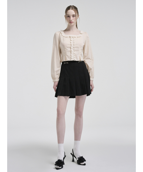 ETMON(エトモン)の「Square Frill Blouse, Light Beige(シャツ/ブラウス・レディース・その他・M)」の3枚目の写真