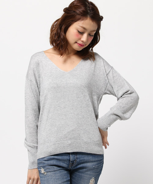 BLONDY ReLISH（ブロンディリリッシュ）の「Vネックカシミヤニット（ニット/セーター・レディース・ピンク/オフホワイト/ブルー/グレー・FREE）」の2枚目の写真