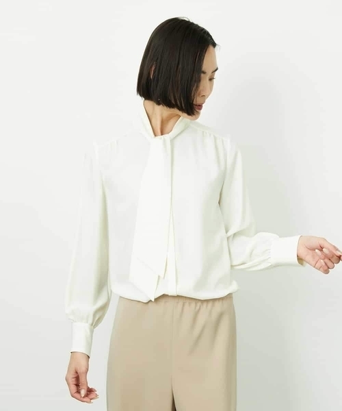 MICHEL KLEIN（ミッシェル・クラン）の「ボウタイブラウス（シャツ/ブラウス・レディース・アイボリー/ブラック・38）」の3枚目の写真
