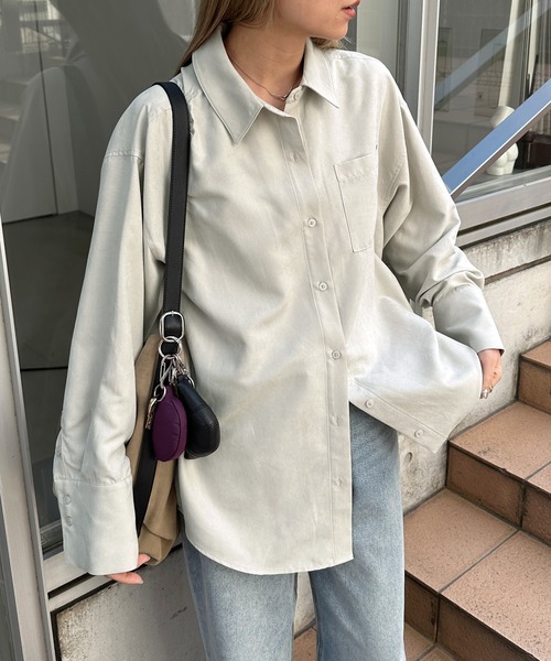 feepur(フェピュール)の「ビンテージライクオーバーシャツ(シャツ/ブラウス・レディース・アイボリー/ブルーグレー/ピンク・MEDIUM)」の7枚目の写真