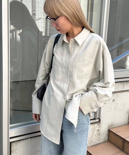 feepur(フェピュール)の「ビンテージライクオーバーシャツ(シャツ/ブラウス・レディース・アイボリー/ブルーグレー/ピンク・MEDIUM)」の8枚目の写真