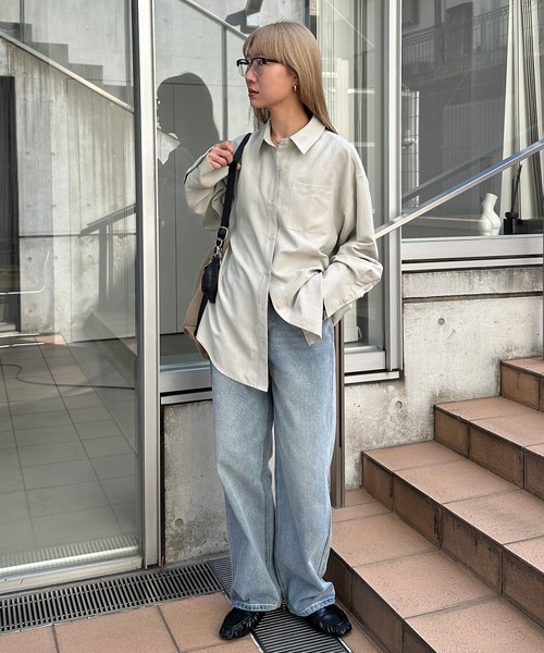 feepur(フェピュール)の「ビンテージライクオーバーシャツ(シャツ/ブラウス・レディース・アイボリー/ブルーグレー/ピンク・MEDIUM)」の4枚目の写真