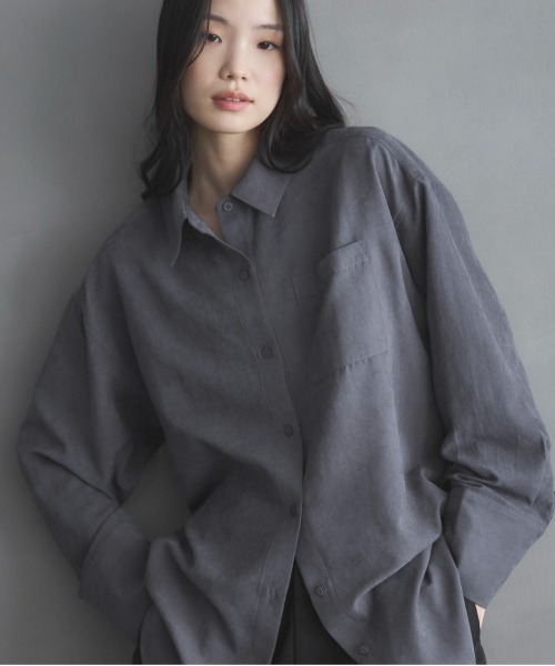 feepur（フェピュール）の「ビンテージライクオーバーシャツ（シャツ/ブラウス・レディース・アイボリー/ブルーグレー/ピンク・MEDIUM）」の11枚目の写真