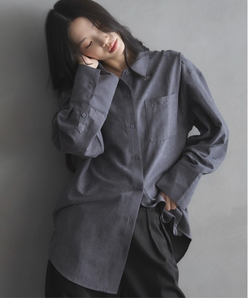 feepur（フェピュール）の「ビンテージライクオーバーシャツ（シャツ/ブラウス・レディース・アイボリー/ブルーグレー/ピンク・MEDIUM）」の12枚目の写真