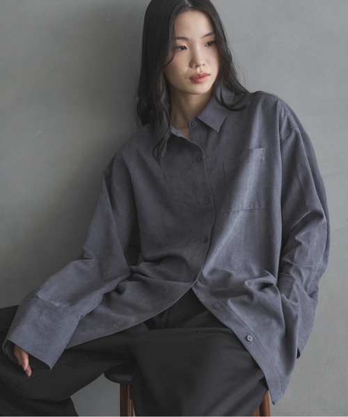 feepur（フェピュール）の「ビンテージライクオーバーシャツ（シャツ/ブラウス・レディース・アイボリー/ブルーグレー/ピンク・MEDIUM）」の14枚目の写真