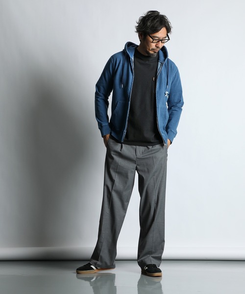 セール】[INDIGO LABEL] SET UP ZIP PARKA：インディゴポンチ素材