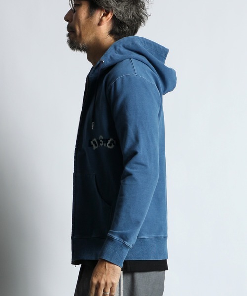 The DUFFER of ST.GEORGE（ザダファーオブセントジョージ）の「[INDIGO LABEL] SET UP ZIP PARKA：インディゴポンチ素材 セットアップ ジップパーカー（パーカー・メンズ・ライトインディゴブルー・X-LARGE/LARGE/MEDIUM/SMALL）」の9枚目の写真
