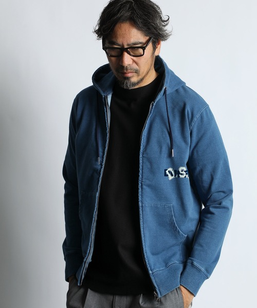 セール】[INDIGO LABEL] SET UP ZIP PARKA：インディゴポンチ素材