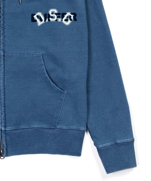 The DUFFER of ST.GEORGE（ザダファーオブセントジョージ）の「[INDIGO LABEL] SET UP ZIP PARKA：インディゴポンチ素材 セットアップ ジップパーカー（パーカー・メンズ・ライトインディゴブルー・X-LARGE/LARGE/MEDIUM/SMALL）」の4枚目の写真