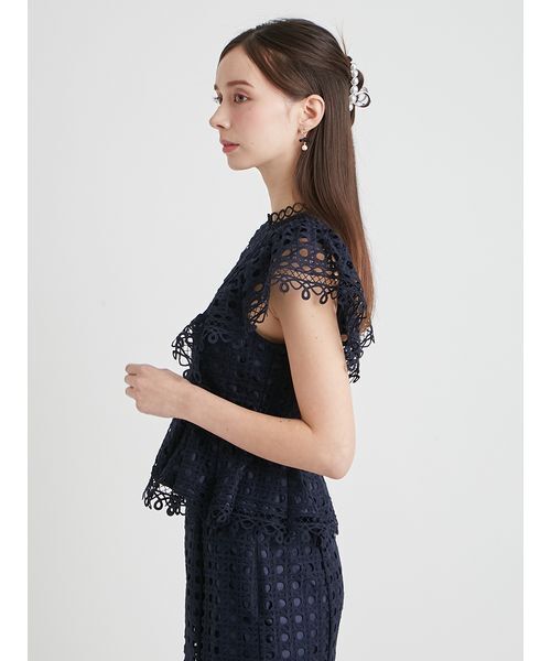 CELFORD（セルフォード）の「【セットアップ対応】ジオメトリックパターンレースブラウス（シャツ/ブラウス・レディース・サックスブルー/オフホワイト/ダークネイビー・36/38）」の8枚目の写真