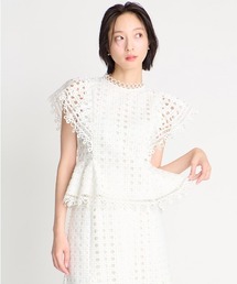 【セットアップ対応】ジオメトリックパターンレースブラウス