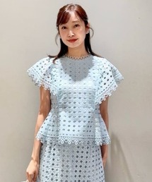 HANAE MORI×CELFORDコラボ】 パール付きフリルブラウス（シャツ
