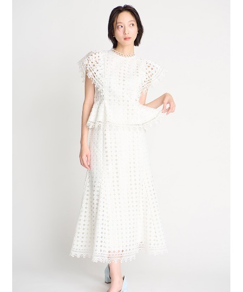 CELFORD（セルフォード）の「【セットアップ対応】ジオメトリックパターンレースブラウス（シャツ/ブラウス・レディース・サックスブルー/オフホワイト/ダークネイビー・36/38）」の4枚目の写真