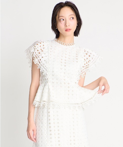 CELFORD(セルフォード)の「【セットアップ対応】ジオメトリックパターンレースブラウス(シャツ/ブラウス・レディース・サックスブルー/オフホワイト/ダークネイビー・36/38)」の18枚目の写真