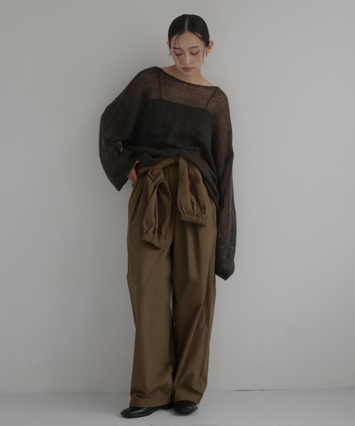 hellam（へラム）の「2WAY腰巻きツイルパンツ（その他パンツ・レディース・ブラック/アイボリー/ブラウン/ベージュ・FREE）」の3枚目の写真