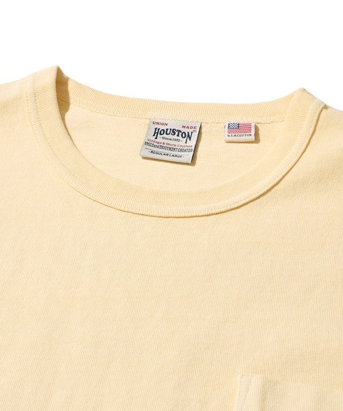 HOUSTON（ヒューストン）の「【HOUSTON / ヒューストン】USA COTTON PIGMENT TEE / ピグメントクルーネックロンT（Tシャツ/カットソー・メンズ・ブラック/オフホワイト/ターコイズブルー/サーモンピンク・MEDIUM/LARGE/X-LARGE）」の8枚目の写真