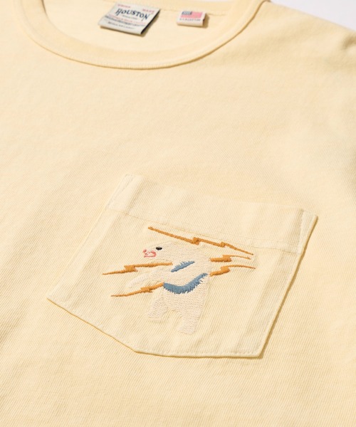 HOUSTON（ヒューストン）の「【HOUSTON / ヒューストン】USA COTTON PIGMENT TEE / ピグメントクルーネックロンT（Tシャツ/カットソー・メンズ・ブラック/オフホワイト/ターコイズブルー/サーモンピンク・MEDIUM/LARGE/X-LARGE）」の7枚目の写真