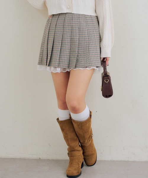 Another Branch olive des olive（アナザーブランチオリーブデオリーブ）の「【セットアップ対応】裾レースプリーツスカート（スカート・レディース・ブラック/ストライプ/チェック・FREE）」の9枚目の写真